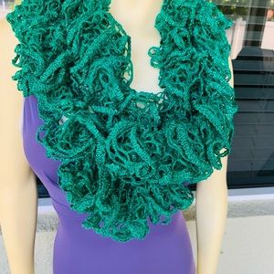 Handmade Green Sparkle Crochet Scarf